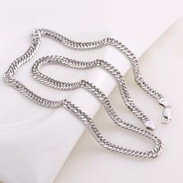 Chains Luxury 100% Silver Colour Classic Chain Necklace For Men Fine Jewellery Length 50cm Necklaces Width 4/5/6mm Male1