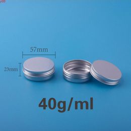 40ml Aluminium Cosmetic Containers Eye Cream Face Jars Makeup Tool Metal Pots Screw Thread Lid 50pcs/lot Roundqualtity