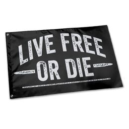 Live Free Or Die Flags Outdoor Indoor Banners 3X5FT 100D Polyester 150x90cm High Quality Vivid Colour With Two Brass Grommets