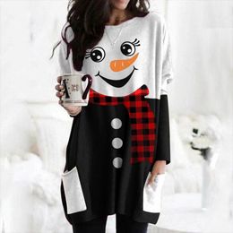 Christmas T-Shirt Plus Size O-Neck Long Sleeve Shirts For Women Fall Winter New Tops Tee Femma Printed Woman Clothes #BL2 201125