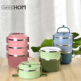 Stainless Steel Lunch Box Food Container 3 Layer Japanese Bento Lunch Box for kids Portable Picnic Leakproof Thermos Bento box 201029