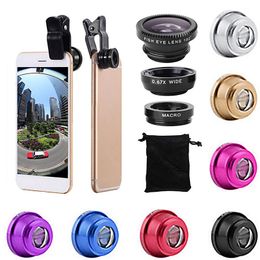 7 Colorss Universal 3 in 1 Wide Angle Macro Fisheye Lens Camera Mobile Phone Lenses Fish Eye Lentes