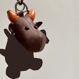 Designer Cartoon Animal OX Creative Key Chain Key Ring PU Leather Cow Letter Pattern Car Handbag Keychain Gifts charm