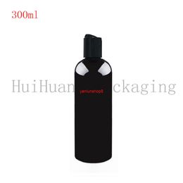30pcs 300ml Disc Screw Cap Cosmetics Bottle, Plastic Container,black Empty Liquid Soap Shampoo Bottles 10 OZ Black Bottlegood package
