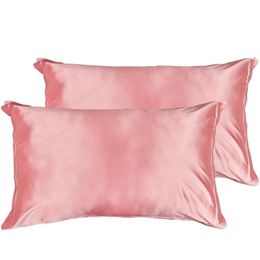 2Pcs/set Duerer Two-Pack Silky Satin Pillowcases for Hair and Skin Standard/Queen/King Size Pillow Case with Envelope Closure 201212