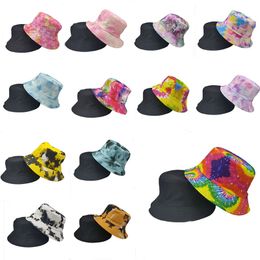 Creative Tie Dye Bucket Hat Fisherman Hats Reversible Hip Hop Cap Colourful Graffiti Bob Caps RCYHYFM02162