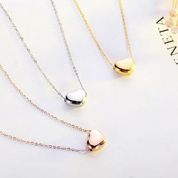 Pendant Necklaces RE Fashion Simple Heart Necklace Women Rose Gold Silver Colour Chain Choker Stainless Steel Jewellery Birthday Gift A2240