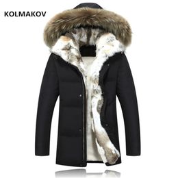 winter Men and women duck down jacket men's coat parkas warm Rabbit fur collar Hooded Warm Down Coat Male Parkas men 201114