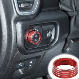 Aluminum Alloy Headlamp Switch Button Trim Ring Dcoration for 2018 2019 2020 Dodge RAM, 1pcs Red