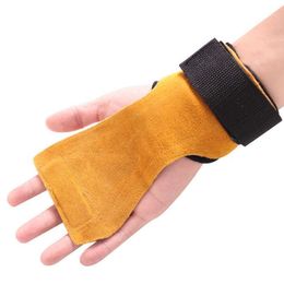 Wrist Support 1pcs Cycling Weight Lifting Gloves Hand Grip Cowhide Crossfit Gym Fitness Guard Palm Protectors Guards Pad Strap Pull Up1