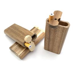 Smooth Wooden Dugout with One Hitter Bat Kit Tobacco Herb Storage Chamber Handmade Wood Digger Aluminium One hitter Smoking Pipe
