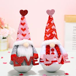 Party Supplies Valentine's Day Gnome Tumbler Ornaments Mr/Mrs Plush Dwarf Doll Decoration FarmhouseTable Decor Sweet Gift PHJK2201