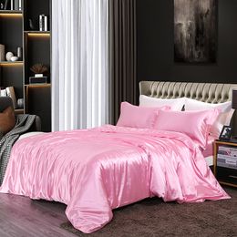 Washed Silk Four-Piece Silky Nude Sleeping Mulberry Silk Quilt Satin Quilt Cover Bed Sheet Pillowcase Lce Silk Bedding Suits