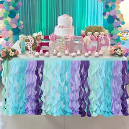 sweet table decorations UK - Christmas Ocean Color Tulle Table Skirt Sweet Table Decoration For Wedding Party Supplies Tulle Skirt For Dinner Candy Table Y200421