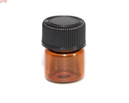 1000 * 2ML Mini Amber Glass Essential Oil Bottle Orifice Reducer & cap Brwon Vialsgoods