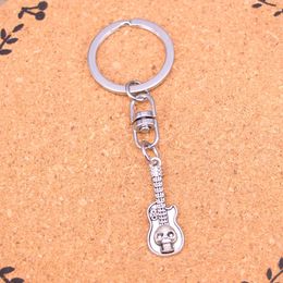 Fashion Keychain 32*11mm guitar skull Pendants DIY Jewellery Car Key Chain Ring Holder Souvenir For Gift