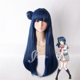 Love Live Sunshine Tsushima Yoshiko Wig Cosplay Blue Synthetic Hair