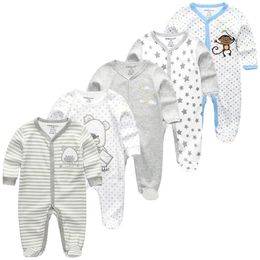Winter 5Pcs Newbron Full Sleeve Baby Rompers Sets Baby Jumpsuit Infant Girl&Boys Clothes roupas de bebe Baby Onesies LJ201023