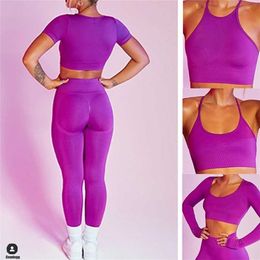 1/2PCS Seamless Yoga Set High Waist Sportwear Women Workout Clothes For Running Fitness Gym Activewear Leggings 220210