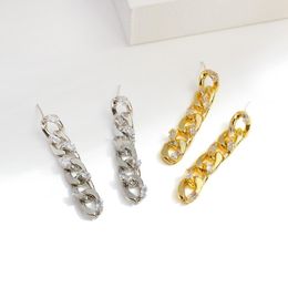 Korean Women Metal Chain Crystal Earring Statement Earrings Long Punk Earrings for Women Fashion Drop Earring Female Gift