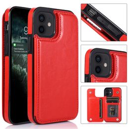 Luxury PU Leather Wallet Case Phone Back Cases Cover With Card Slots For iPhone 12 Mini 11 Pro Xr Xs Max 8 7 Plus Samsung S20 Note 20 Ultra