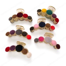 Women Girls Korean Style Colourful Plush Hair Clips Fashion Sweet Pearls Hair Accessories Hair Claws Women Cross Headwear Ornament