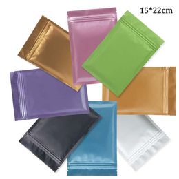 15*22cm New Aluminium Foil Dry Food and Flowers Packing Bags Many Colours Flat Gift Zipper Seal Mylar Pouches 100pcs/lot