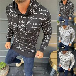 Man Solid Color Signature Hoodies Fashion Trend Long Sleeve Slim Hooded Tops Designer Autumn Male New Drawstring Casual Pullove Sweatshirts