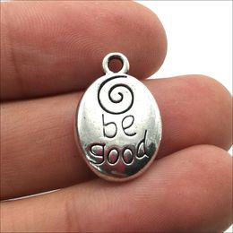 Lot 50pcs Be Good Antique Silver Charms Pendants Jewellery Making DIY Keychain Pendant For Bracelet Earrings 21*14mm DH0835