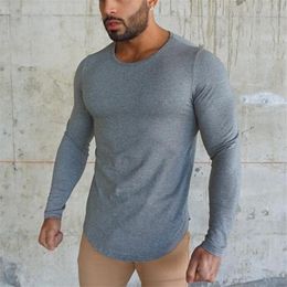 Brand fashion Mens t shirt Spring Autumn Slim longsleeve Fitted T-shirts male Tops Leisure Bodybuilding Long Sleeve tees 201202