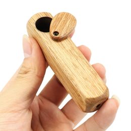 wooden smoke pipe two Colours environmental clamshell rotary cover wood smoking pipes with Philtre screen