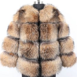 Maomaokong winter new style Jacket women's thick fur coat Real raccoon fur jacket High quality raccoon fur coat round neck Warm 201212