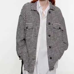 sping winter ovsrsize plaid jacket women winter jacket casual loose button Tweed coat ladies office outwear 201027