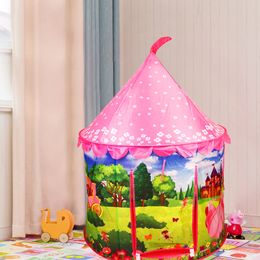 Pop Up Camping Tent Portable Castle Playhouse Outdoor/Beach Tent for Kids Indoor Tent with Handbag Toys for Girls Pink Princess LJ200923