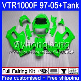 Body +Tank For HONDA SuperHawk VTR1000F 97 98 02 03 04 05 56HM.120 VTR1000 F VTR 1000 F 1000F 1997 2002 2003 2004 Gloss green 2005 Fairing