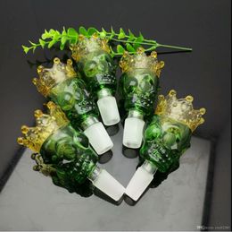 Green crown Ghost Head glass bubble Wholesale Bongs Oil Burner Pipes Water Pipes Rigs