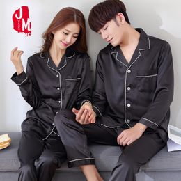 Black Silk Men Pajama Sets Sleep Solid Satin Sleepwear Men Summer Suit Full Sleeve Silk Pyjama Men Pyjamas Male XL XXL XXXL 201125