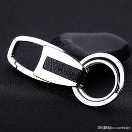 Creative Promotion Gift Double Rings Men's Metal Keychain Custom Logo Portable Key Chain Double Rings Never Rust Car Keyrings WDH0848 T0
