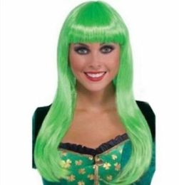 Nobby Long Full Bang Natural Straight Green Women's Cosplay Party Wig Hair