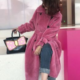 Bella Philosophy Winter Women Wool Coats Ladies Elegant Double Breasted Warm Shearling Coats Female Casual Lamb Fur Outwear 201110