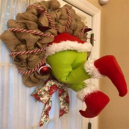 In Stock Christmas Burlap Wreath Christmas Garland Decorations Super Cute and Lovely Great Gifts for Friends Y201020