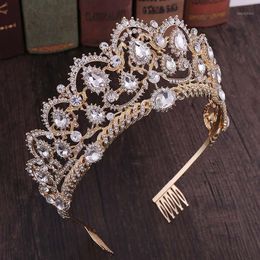 rhinestone pageant jewelry Australia - Hair Clips & Barrettes Vintage Red Crystal Tiaras Rhinestone Pageant Crowns With Comb Baroque Wedding Crown Jewelry Accessories LB