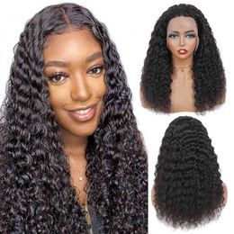 28 30Inch Deep Wave HD Transparent Lace Frontal Human Hair Wigs for Black Women Wet And Wavy Brazilian Deep Curly Lace Front Wig