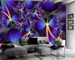 Photo 3d Wallpaper Colourful Blue Flowers 3d Wallpaper Indoor TV Background Wall Decoration 3d Mural Wall Paper for Living Room