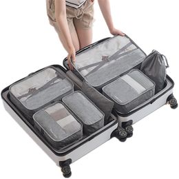 Men Travel Bags Set Waterproof Packing Cube Portable Clothing Sorting Organizer Women travel bags hand Luggage Accessory Product T200710