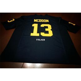 3740 BLUE WHITE#13 Eddie McDoom Michigan Wolverines Alumni College Jersey S-4XLor custom any name or number jersey