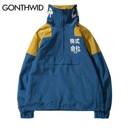 GONTHWID Back Pockets Half Zipper Pullover Windbreaker Track Jackets Men Autumn Hip Hop Harajuku Coats Streetwear Male 201103