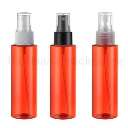 100pcs 100ml cosmetic spray red bottles for cosmetics packaging,empty plastic PET container with mist sprayer pump bottle