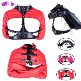 Nxy Sex Adult Toy Pu Leather Straitjacket Top Bdsm Bondage Restraint Harnes Games Halloween Costume Role Play Tools 1225