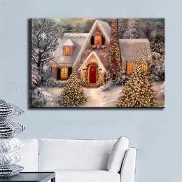 Ever Moment Diamond Painting House Winter Christmas Full Square Drill Wall Decoration Cross Stitch Diamond Embroidery ASF1791 201203